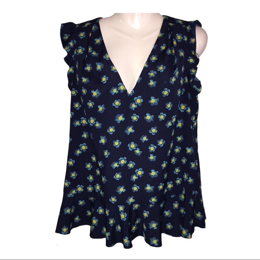Banana Republic Ruffle Short Sleeve Floral Top